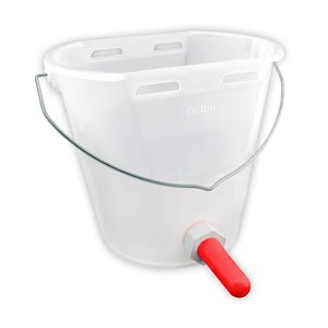 Tränkeeimer, 8 Liter,  transparent, komplett mit Sauger rot, Ventil und Metallhalterung 